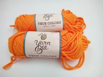 2 Skein True Colors Yarn Hot Orange 100% Acrylic Yarn Bee Hobby Lobby - Image 1 of 4