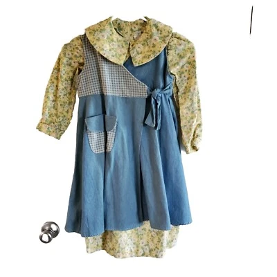 Daisy Kingdom Girls flannel/denim factory made size 4 vintage Yellow floral - Image 1 of 4