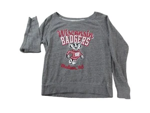 Wisconsin Badgers Sweatshirt Damen Large grau drei quadratisch NCAA Fußball Sport - Bild 1 von 9