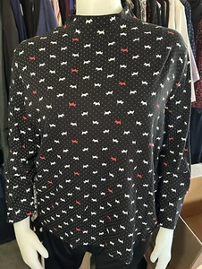 Schnauzer para mujer Croft and Barrow Schnauzer perro blanco y negro cuello alto talla 3X - Imagen 1 de 7