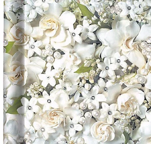 FLOWERS & PEARLS WRAPPING PAPER FLAT GIFT WRAP ANY OCCASION 30" X 5' NEW 2 LEFT - Picture 1 of 1