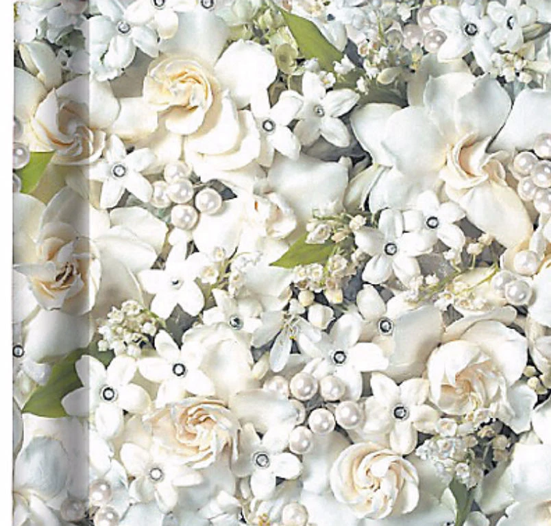 FLOWERS & PEARLS WRAPPING PAPER FLAT GIFT WRAP ANY OCCASION 30" X 5' NEW 2 LEFT - Image 1 of 1