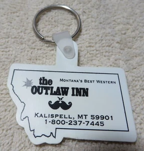 The OUTLAW INN Kalispell, MT  Advertising Keychain plastic - Picture 1 of 2
