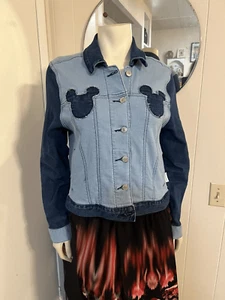 Disney Designer Medium HerUniverse Stretch Denim Jacket Side Pockets Vtg Look - Picture 1 of 12