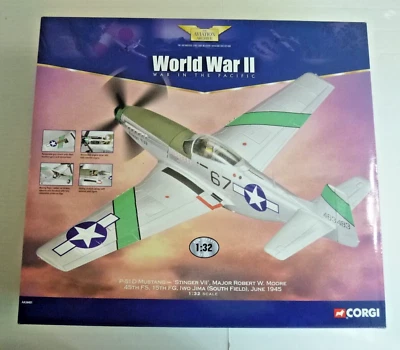 Corgi, P-51D Mustang, "Stinger VII" Ace, Major Robert Moore, 1:32, Diecast, New - Image 1 of 4