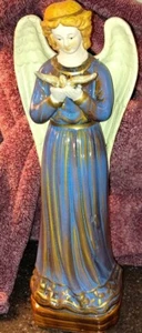 Engel Figur blaues Kleid Taube Keramik Porzellan religiös himmlisch - Bild 1 von 7
