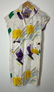 Vintage 80er Ms. Robinson’s Kleid New Wave Floral Tapered Baumwolle (Mängel - Bild 1 von 14