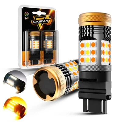 AUXBEAM Canbus3157 LED Turn Signal Lights for Ford F-150 1990-2014 Amber White - Image 1 of 4