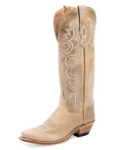 Old West Western Boots Womens Snip Cushion Leather Cactus Ivory TS1553 - Picture 1 of 1