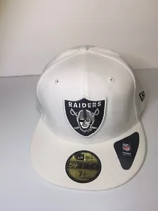New Era NFL Mens Las Vegas Raiders Team 59FIFty Fitted Hat White 2020 7 7/8 New - Picture 1 of 6
