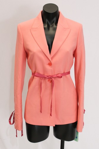 Giacca donna Off White lacci misto lana leggera due bottoni LC7 rosa taglia IT:40