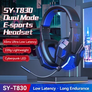 Gamingowy zestaw słuchawkowy Bluetooth słuchawki bezprzewodowe LED mikrofon o niskim opóźnieniu do laptopa PC PS4 - Zdjęcie 1 z 21