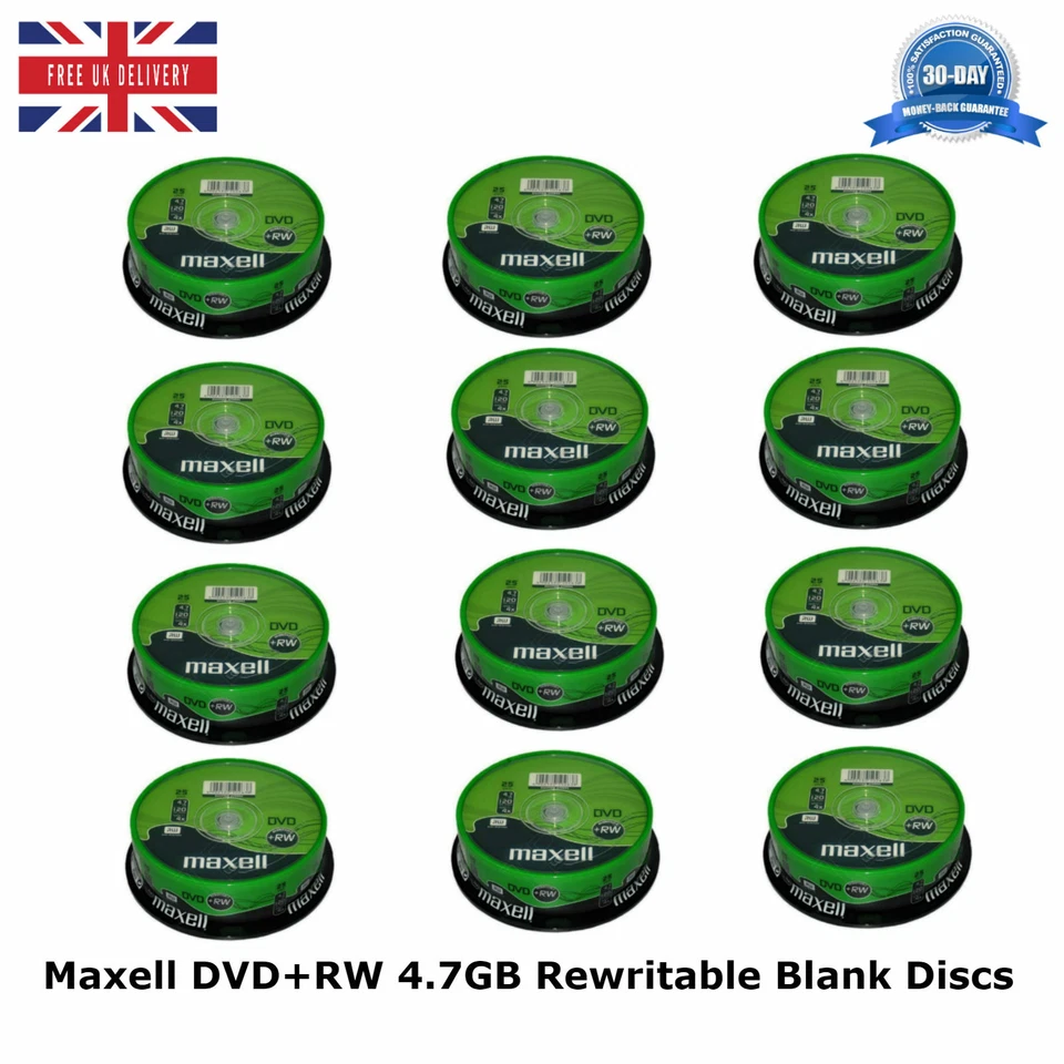 300 Maxell DVD+RW Disc 4.7GB 120Min 300 Spindle 275894 DVD Rewritable Blank Disc - Image 1 of 1