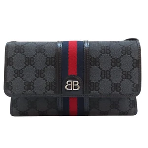 BALENCIAGA GUCCI The Hacker Project Wallet On Strap BB Canvas Black 680131 - Picture 1 of 12