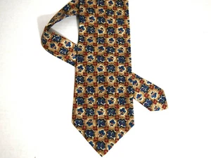 Valentino Mens Necktie Tie Brown Red Blue Paisley Geometric Silk 56" Short - Picture 1 of 6