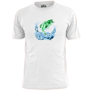 Colorida camiseta para hombre lubina pez pesca pesca pesca pesca - Imagen 1 de 2