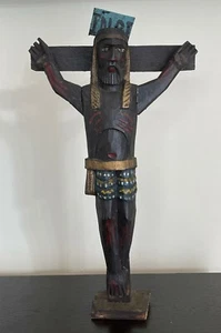 Vintage Hand Carved Wood and Hand Painted Jesus Christ Crucifix - Picture 1 of 9