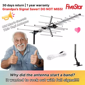 Yagi Outdoor HD TV Antenna up to 200 Mile Range, Attic or Roof Mount TV Antenna - Picture 1 of 7