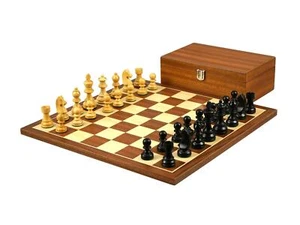 Juego de ajedrez de caoba de 16 pulgadas con piezas de ajedrez Staunton alemanas ebonizadas ponderadas 3 - Imagen 1 de 10