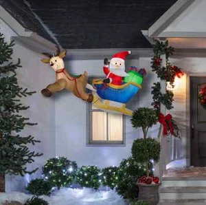 Escena de Papá Noel y Renos inflables soplados por aire de Gemmy - Imagen 1 de 2