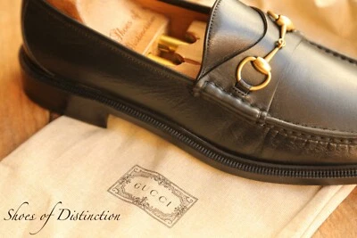 Gucci Moccasin Black Leather Brass Bit Shoes Loafers Men UK 12.5 US 13.5 NEW - image 1 of 4