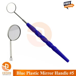 Dental Mouth Mirror #5 With Blue Color Handle Examintion Tooth Inspection Tool - Picture 1 of 3