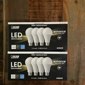 TWO BOXES Feit Dimmable LED 3000K Bright White 4-Pack (100W Replacement) 17.5W - Picture 1 of 6