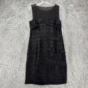 London Times Sheath Dress NWT Women's 12 Black Layered Sheer Party Cocktail - Picture 1 of 10