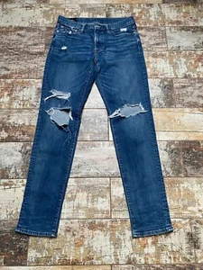 Abercrombie & Fitch Men's Ripped Blue Strech Skinny Zip Jeans Size W30/L32 - Picture 1 of 7