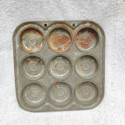 1940 Vintage Cottura Al Forno Props Panino Rotondo Latta Vassoio Torta Stampo - Immagine 1 di 4