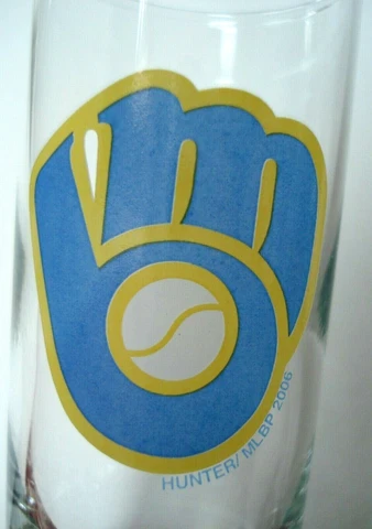Vtg 2006 Milwaukee Brewers MLB RETRO Ball and Glove Logo 3.5" Double Shot Glass Cover