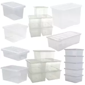 Clear Plastic Containers with Lids Stackable Nestable Storage Box Home Office MP - Picture 1 of 46