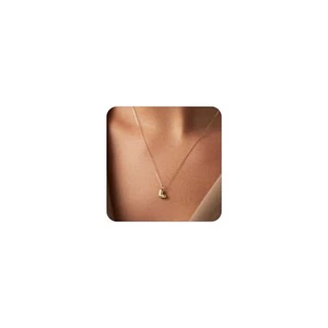 Gold Initial Necklaces for Women Cute Small Bubble Letter Necklace Personalized - Picture 1 of 6