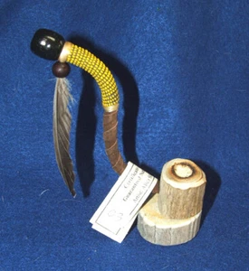 5.5" Antler Bowl S Pipe w/ Antler base & bead wrap Navajo Native American AS03 - Picture 1 of 1