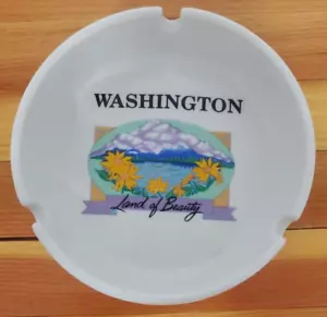 Cenicero de recuerdo de papel vintage Washington Land of Beauty cerámica 4,75" de ancho - Imagen 1 de 8