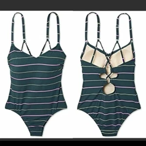 Kona Sol Women's High Tide Textured One Piece Teal Swimsuit Medium Coverage Sz L - Picture 1 of 13
