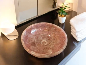 15" Pink Rose Quartz Stone Luxury Bathroom Fixtures Handmade Crystal Gemstone De - Bild 1 von 8