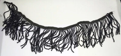 Franja de cuentas de luto francesa de 1800 con flecos antiguos vintage victorianos BB61-47 Foto 1 de 4