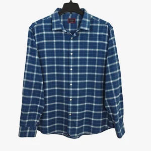 UNTUCKIT Plaid Flannel Button Up Shirt Men's Size XXL Blue Cotton Long Sleeves - Picture 1 of 10