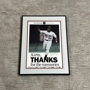 Kirby Puckett Signed 14x20 Kirby, Thanks for the Memories Framed Poster JSA LOA - Picture 1 of 4