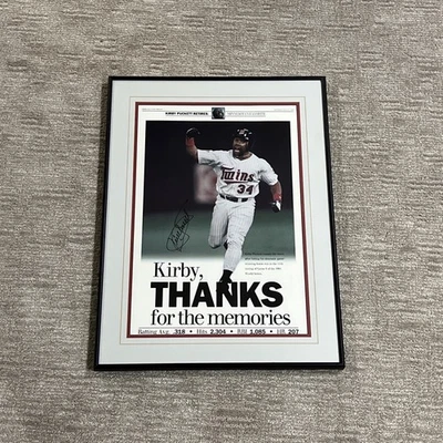 Kirby Puckett Signed 14x20 Kirby, Thanks for the Memories Framed Poster JSA LOA - Image 1 of 4