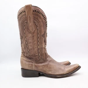 Cuadra Western Cuero Marrón Vestido Botas Vaqueras Para Hombre Talla 8.5 Mex 27.5 Pull On - Imagen 1 de 11