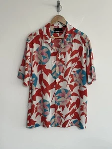 Camisa Allsaints “Vine” Manga Corta Hawaiana Floral Blanca Roja Azul Grande/relajada - Imagen 1 de 12