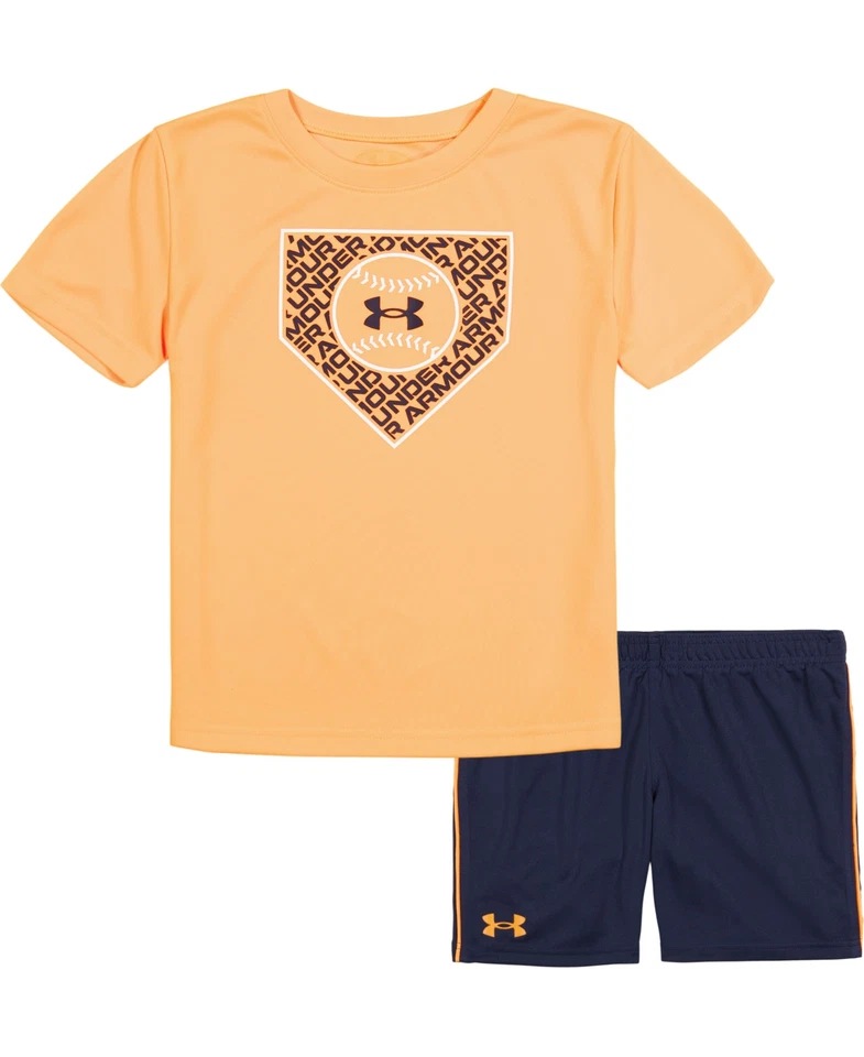 Under Armour NARANJA BRILLANTE Niños Pequeños Béisbol Elegante Conjunto de Camiseta y Corto, EE. UU. 2T Foto 1 de 1