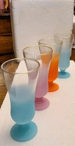 Vintage Frosted Blendo Stemmed Parfait Glasses Lot Of 4 - Picture 1 of 13