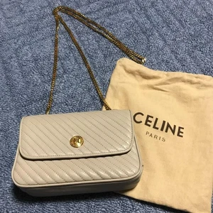 Celine Vintage Leder Schultertasche kleine Kette echt mit Staubbeutel gebraucht Japan - Bild 1 von 8