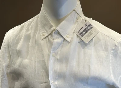 Brunello  Cucinelli White Cotton Linen Shirt, Size L New - Image 1 of 4