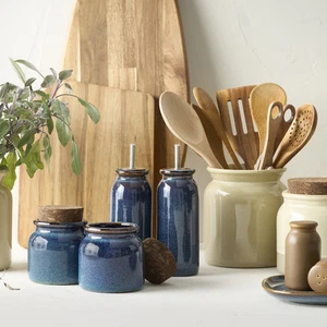 IKEA BRUGDHAJ Oil/Vinegar Bottle 19cm Beige OR Blue Stoneware, 0.2L, Lid & Seal - Picture 1 of 8
