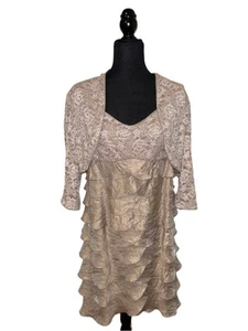 KATHY ROBERTS 2-teiliges Blush Stufenkleid mit Jacke Größe 18 Brautmutter NEU - Bild 1 von 9