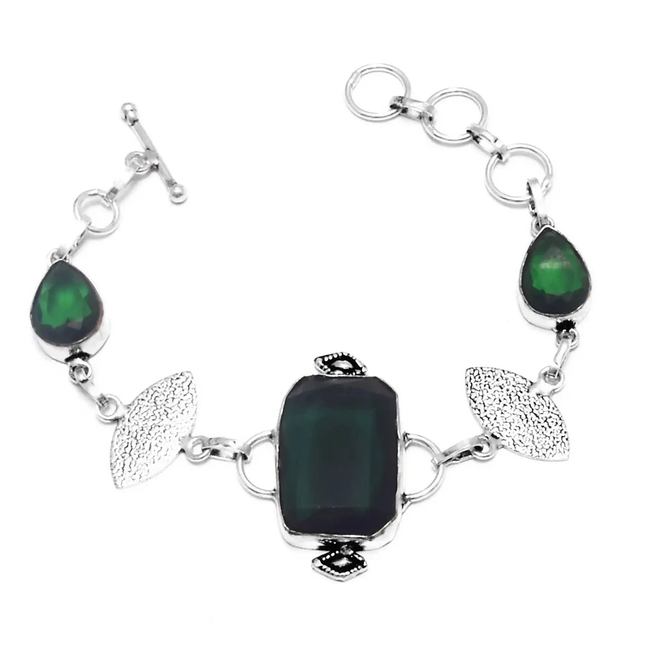 Pulsera étnica hecha a mano de esmeralda creada en laboratorio joyería 13 Gms B-140 Foto 1 de 1